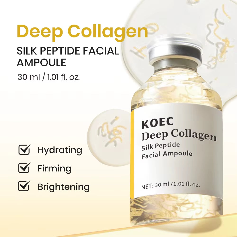 KOEC Deep Collagen Silk Peptide Facial Ampoule, Intensive Lifting Serum for Face for Anti-Aging, Tightening, Firming Hydration