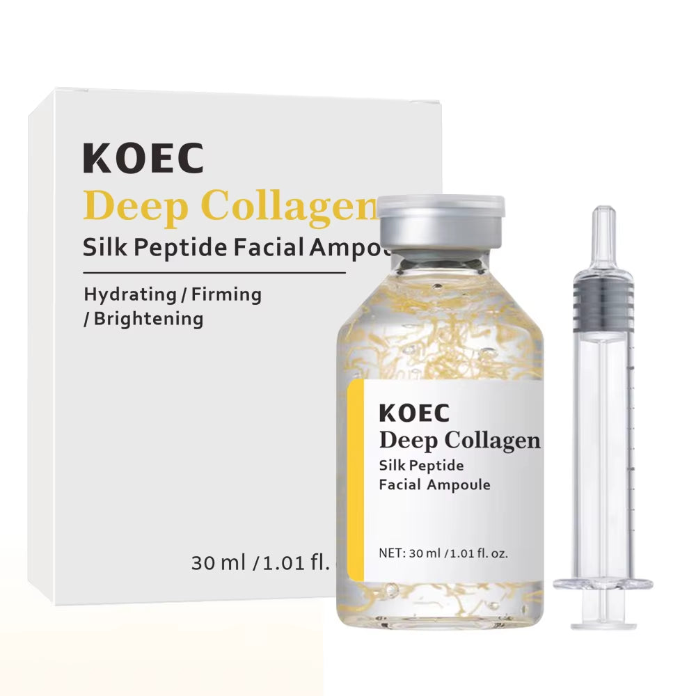 KOEC Deep Collagen Silk Peptide Facial Ampoule, Intensive Lifting Serum for Face for Anti-Aging, Tightening, Firming Hydration
